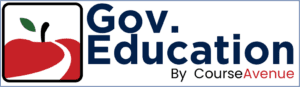 logo consisting of an apple with a path through it with the words Gov.Education by CourseAvenue